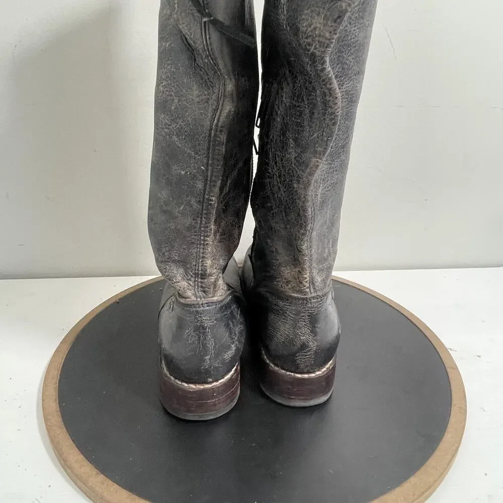 Bed Stu‎ Boots Manchester Riding Boots Women SZ 8 Hand Wash Leather Tall Gray
